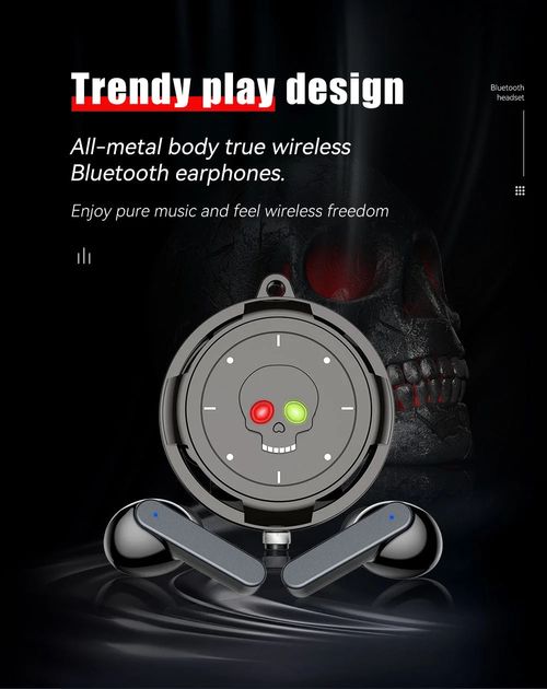 Fashion wireless earbuds with pocket watch design, metal mecha wireless earphones zinc alloy high-end personality ultra-low latency e-sports Bluetooth headset