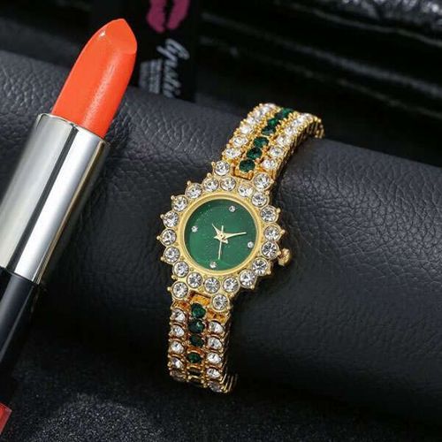 Women's watch set (earrings, bracelet, rhinestone necklace)