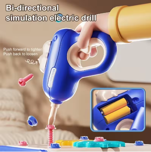 Children Home Toolbox Simulation Drill Screw Removal Educational Pretend Play Construction Puzzle Multi-Functional Assembly Toys