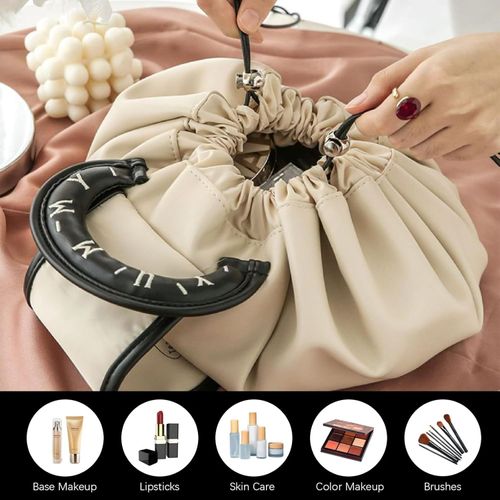 💖 Large Capacity Leather Drawstring Cosmetic Bag💖 👇
