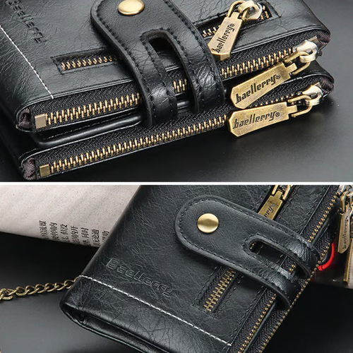 Men's Vintage Bifold Wallet with Chain