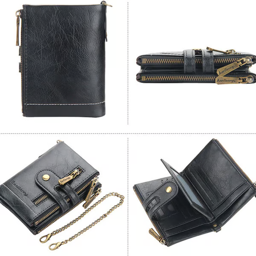 Men's Vintage Bifold Wallet with Chain