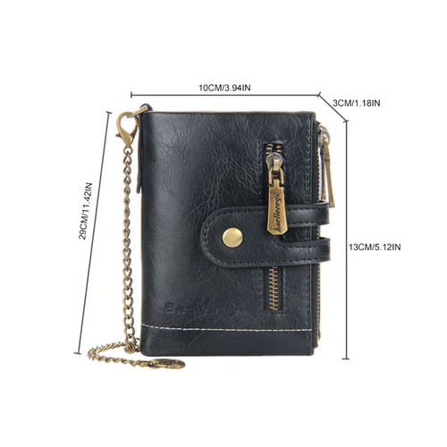Men's Vintage Bifold Wallet with Chain