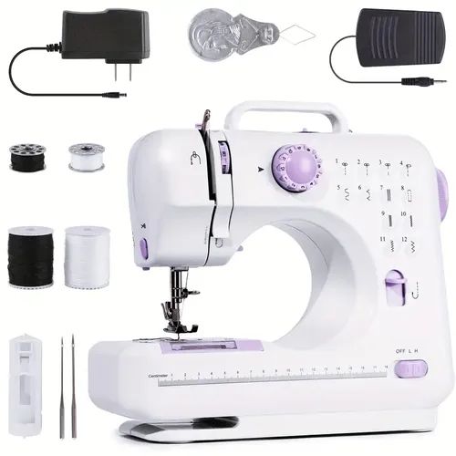 Portable Electric Sewing Machine Pro with 12 Stitches Patterns, Adjustable Speed, Overlock, Sewing Machine Parents, Beginners, Hobbyists, Lightweight, Easy to Use, Perfect for Repair, DIY, Crafting., Crafting Machine, Easytouse Machine, Compact