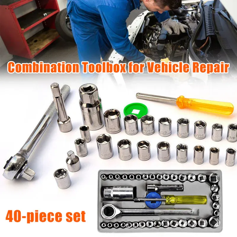 🔥🔥Open media 2 in modal Open media 3 in modal Open media 4 in modal Happiness shop  40PCS Auto Repair Wrench Tools Socket Set With Ratchet Handle Tool Kiit