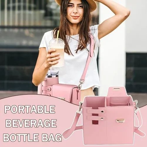 Outdoor Portable Crossbody Water Cup Storage Bag,Crossbody Bag with Water Bottle Holder,Crossbody Cup Storage Bag Compatible with Most Water Bottles,Adjustable Shoulder Strap,Multifunctional Bag
