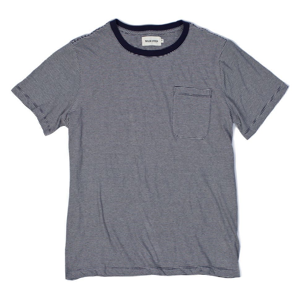 Wwusw Crewneck Pocket Tee in Sausalito Stripe