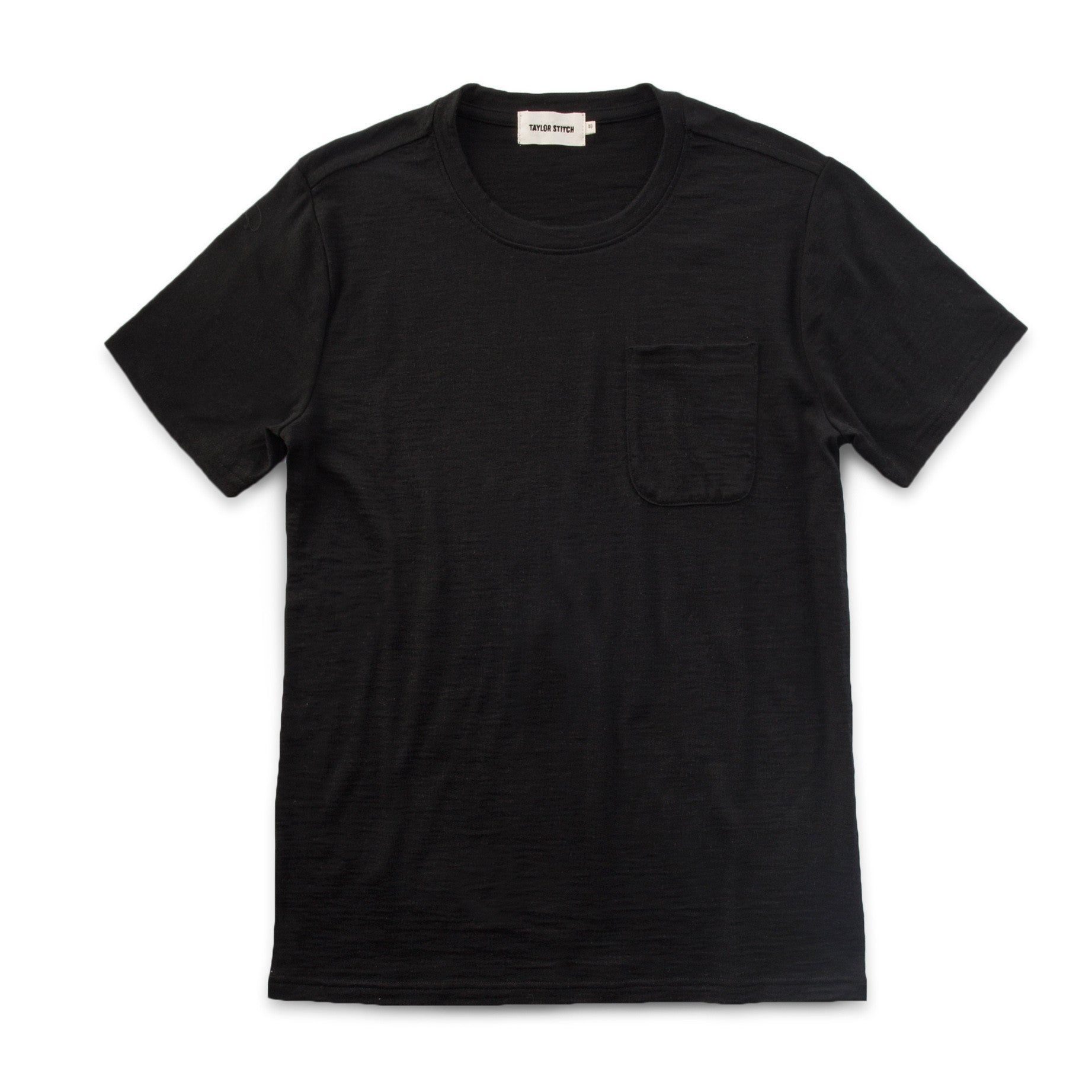 Wwusw Crewneck Pocket Tee in Black Merino