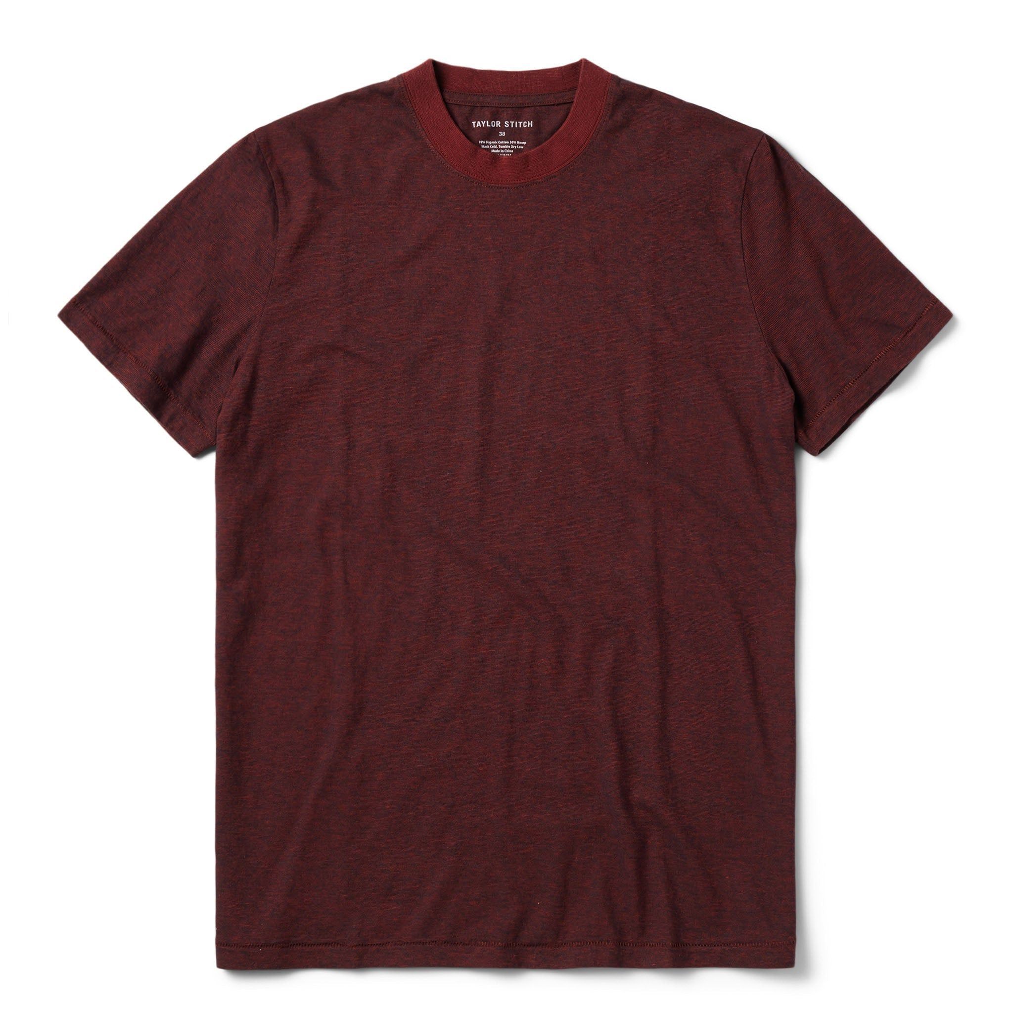 Wwusw Cotton Hemp Tee in Rust and Navy Stripe