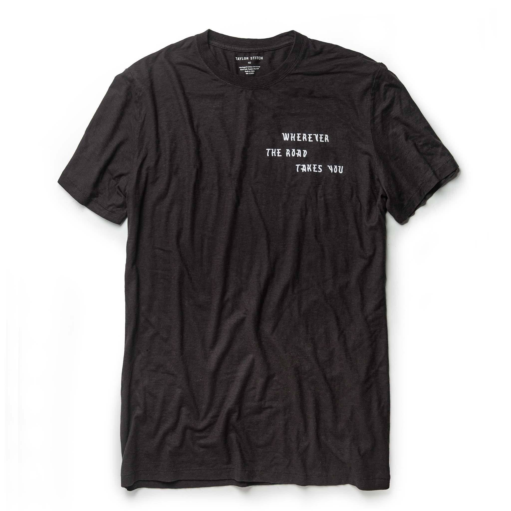 Wwusw Cotton Hemp Tee in Charcoal Open Road