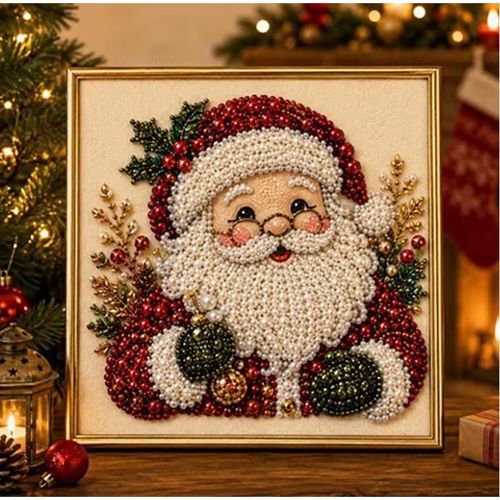 Diamond Painting Kit, Christmas Colored Pearl Embellishment