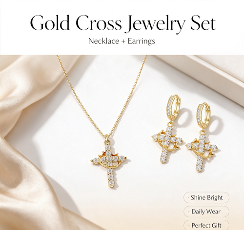 this beautiful gold‑plated necklace and earrings set!