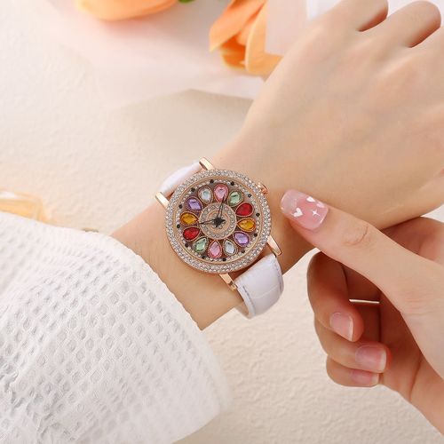 Colored Diamond Rotating Dial Ladies Watch