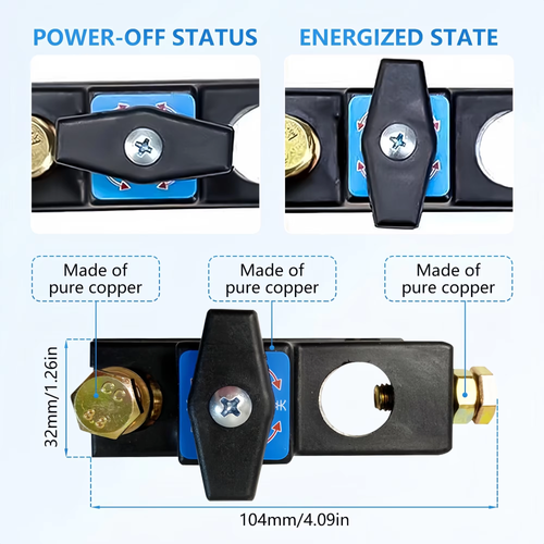 Universal 12V24V Car Battery Disconnect Switch Isolator Power Cut Off Kill Switches for RV ATV Boat Car Truck Auto Yacht