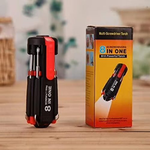 8 in 1 screwdriver with LED flashlight car screwdriver multifunctional outdoor tool