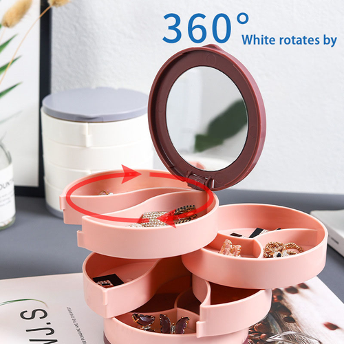 Rotating jewelry box with large capacity for necklaces, earrings, earrings, rings, and other accessories. Multi-layer storage box with the same style as the celebrity style. 50% off discount