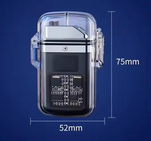 Waterproof transparent shell rechargeable double arc lighter with cob strong light C port USB fast charging lighter