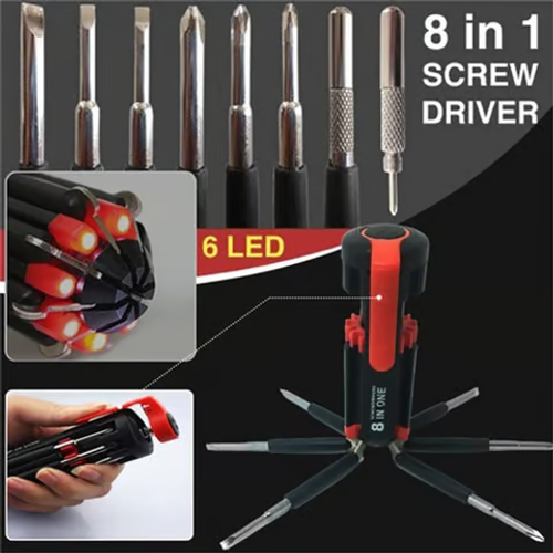 8 in 1 screwdriver with LED flashlight car screwdriver multifunctional outdoor tool