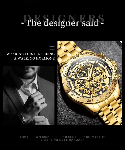 Three-eye chronograph large dial watch waterproof calendar men's watch