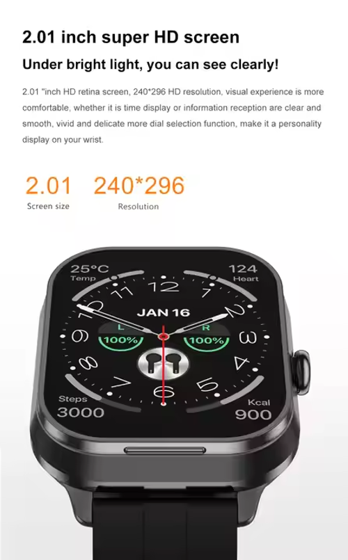 D8pro zinc alloy TWS earphones 2 in 1 smart watch music control sports pedometer heart rate blood pressure