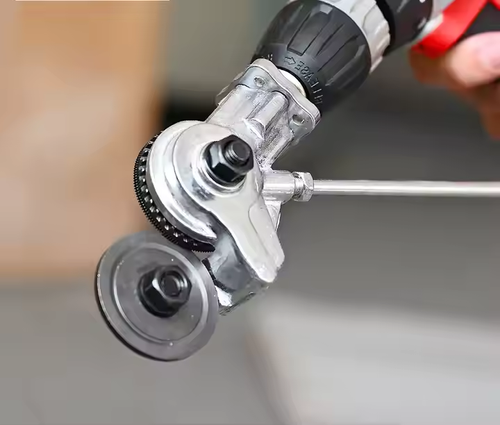 Hand drill converted into shears converted into metal plate cutter new artifact iron scissors converted into cutter