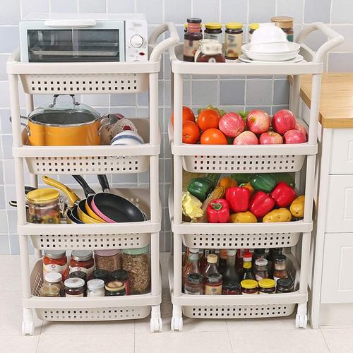 Small trolley rack kitchen living room with wheels movable bedroom color bathroom shelf snack storage trolley
