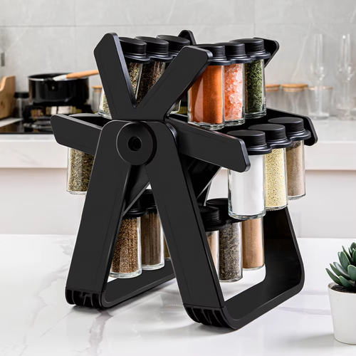 Kitchen countertop rotating seasoning rack household multifunctional oil, salt, sauce and vinegar storage artifact round storage tray