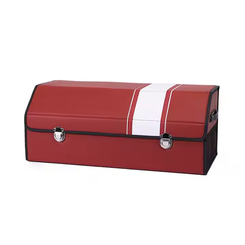 PU Leather Stitching Collapsible Storage Organizer Box Car Trunk for Car, SUV, Trucks