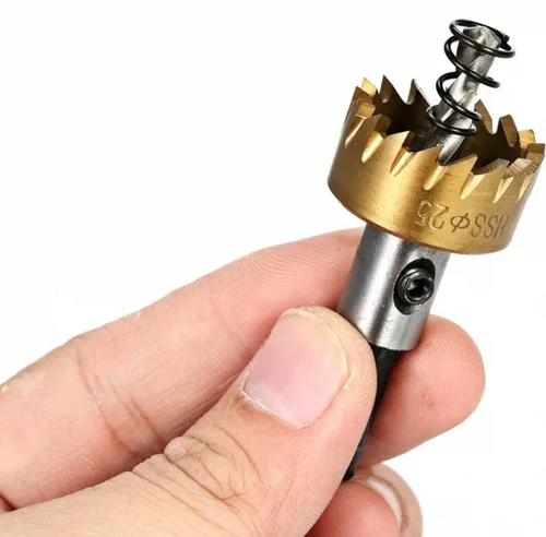 High-speed steel titanium-plated sawtooth hole opener aluminum plate iron plate punching hole natural color drill bit 16-30mm tool set