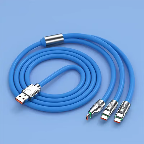 3 in 1 120w Metal Super Fast Charging Cable Usb to Type C Micro 6a Fast Charging Data Line Usb Silicone Quick Charge Cable