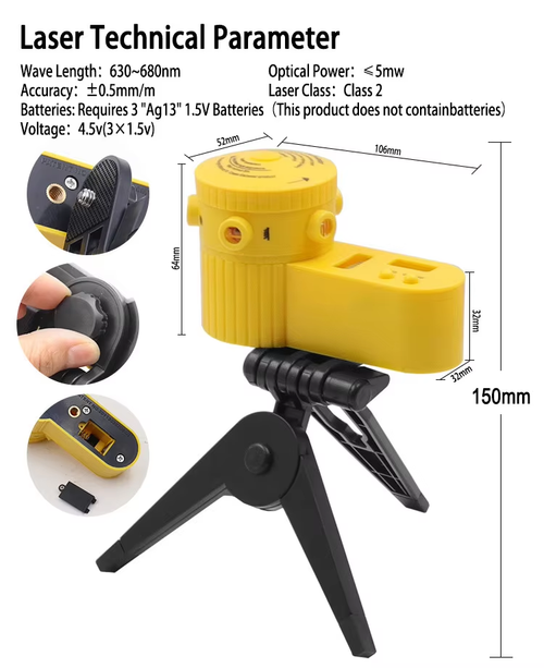 LV06 laser level 4 in 1 household level ruler laser ruler can rotate with tripod line tool