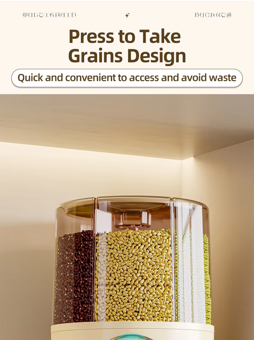 Household grain storage box insect-proof and moisture-proof rotating grid household food-grade rice bucket