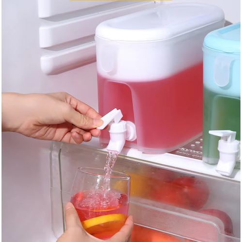 Refrigerator cold water kettle with faucet Large capacity translucent lemon fruit tea beverage barrel