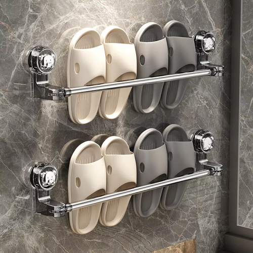 Bathroom Wall-Mounted Suction Cup Towel Rack slippers Rack Plastic Removable Telescopic Household Towel Bar