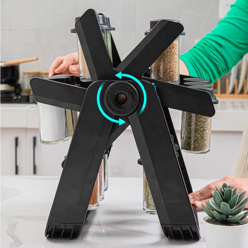 Kitchen countertop rotating seasoning rack household multifunctional oil, salt, sauce and vinegar storage artifact round storage tray