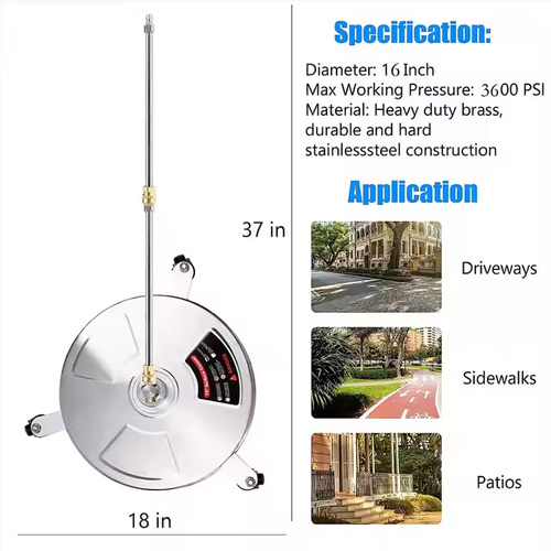 High Pressure Washer Stainless Steel Floor Washer 15 Inch Mobile 4 Wheel Surface Washer 4000psi