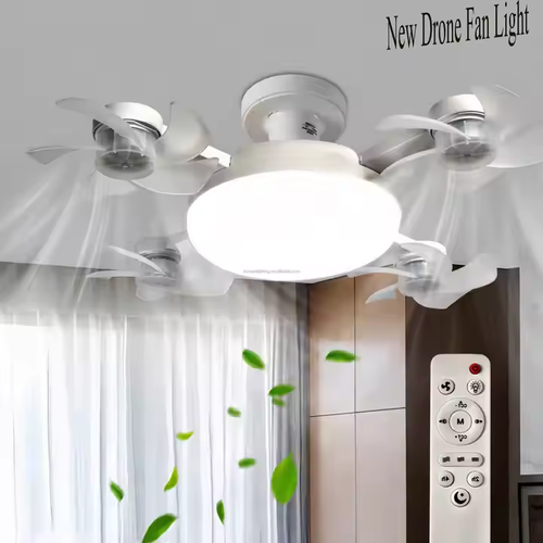 2025 New Foldable Socket Remote Control Drone Silent Fan Light With 60W Ceiling Lights for Dining Kitchen Living Room