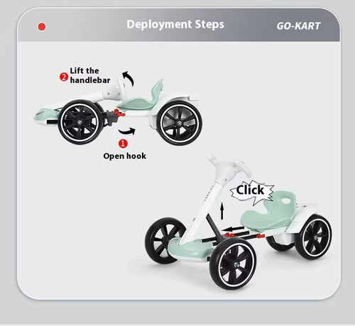 Latest Design Children Toy Car One Click Folding Lightweight Carrying 6V6 Battery Electric Remote Control Go Kart