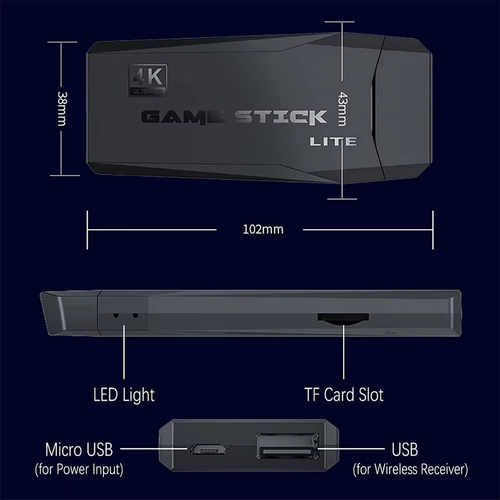 High Quality M8 4K ultra hd Game Stick 2.4 g Wireless Controller Gamepad 64GB 20000 Gamestick Retro Mini Game Console