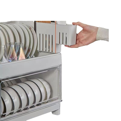 Kitchen Tableware Bowl Chopsticks Dish Storage Box Drain Rack Household Plastic Double-layer Bowl Rack With Lid Cupboard