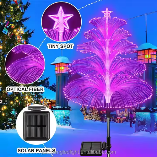 Hot sale solar colorful fiber optic jellyfish lamp outdoor garden ground plug lamp creative color changing atmosphere lamp
