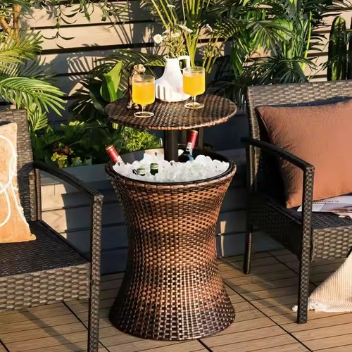 Portable ice bucket table 17 liter ice bucket rattan plastic wine bucket champagne bucket