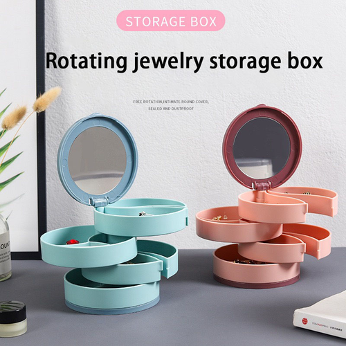 Rotating jewelry box with large capacity for necklaces, earrings, earrings, rings, and other accessories. Multi-layer storage box with the same style as the celebrity style. 50% off discount