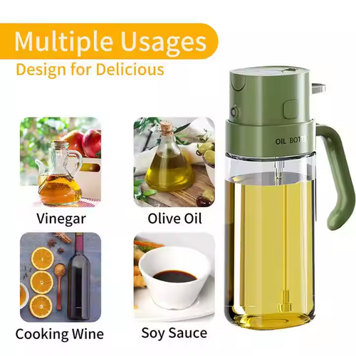 High quality 2 in 1 oil sprayer Kitchen household food grade olive oil spray bottle oiler for cooking, barbecue