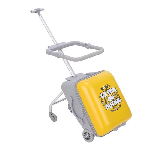 A ride-on and sit-on luggage suitcase for strolling with your baby