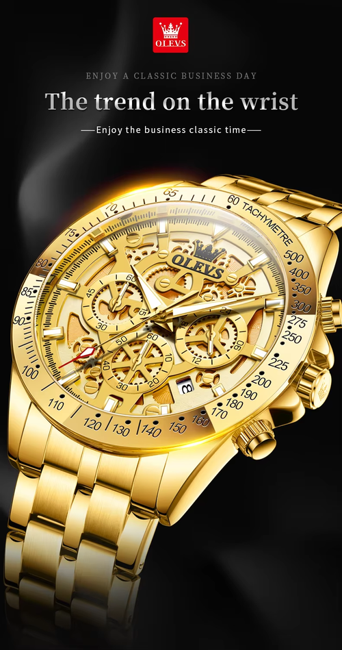 Three-eye chronograph large dial watch waterproof calendar men's watch