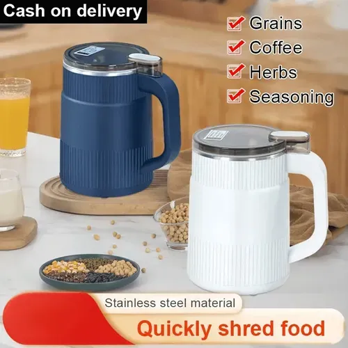 🌱 High performance Home Grinder -🔥 Mash all your food! Easily mash a variety of tough foods. With two titanium alloy blades.304 stainless steel body.