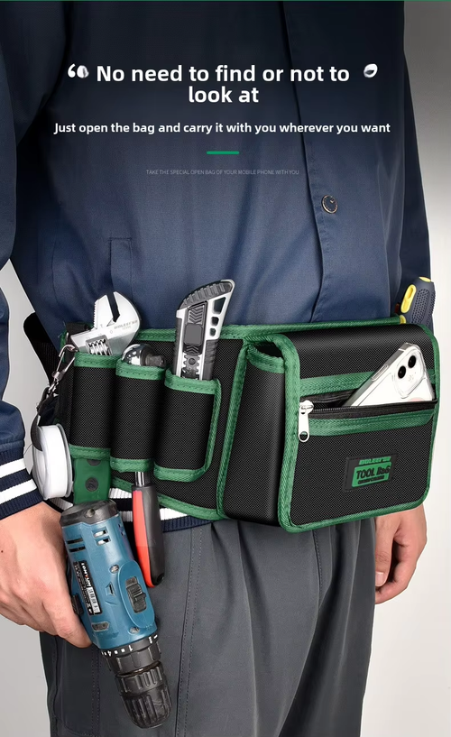 Thickened electrician waist bag wear-resistant tool bag wear-resistant canvas multi-functional electric drill storage bag