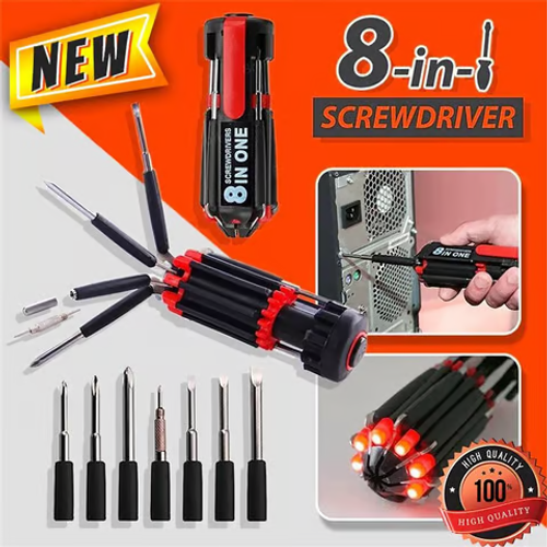 8 in 1 screwdriver with LED flashlight car screwdriver multifunctional outdoor tool