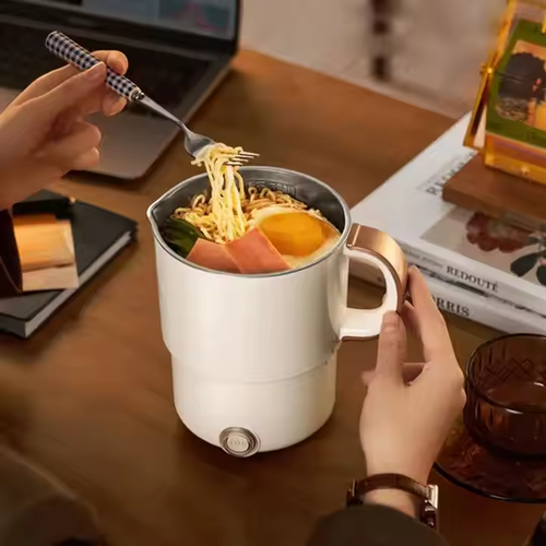 0.8L 500W Folded Electric Kettle Portable Cooking Pot Multicooker Travel Kettles TeaPot Heating Cup 304 Stainless Steel Slow Coo